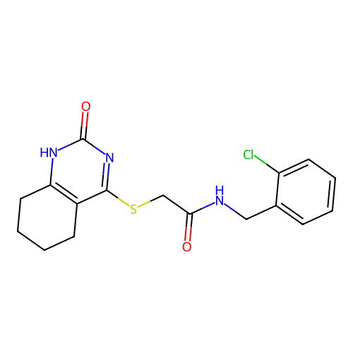 N-(2-chlorobenzyl)-2-((2-oxo-1,2,5,6,7,8-hexahydroquinazolin-4-yl)thio)acetamide structure