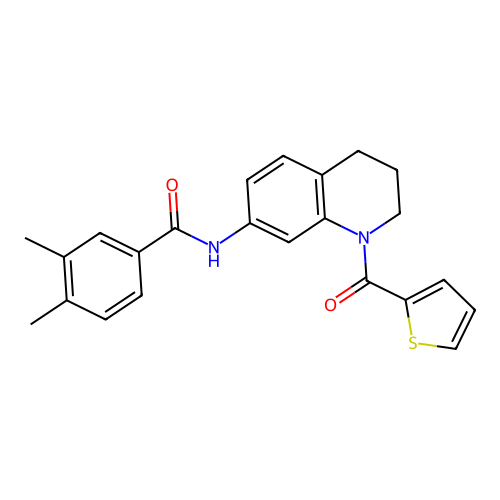 3,4-dimethyl-N-[1-(thiophene-2-carbonyl)-1,2,3,4-tetrahydroquinolin-7-yl]benzamide structure