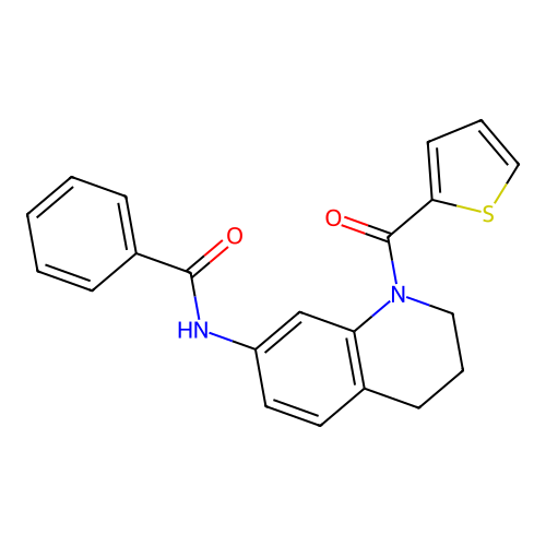 N-[1-(thiophene-2-carbonyl)-1,2,3,4-tetrahydroquinolin-7-yl]benzamide structure