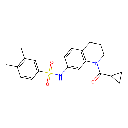 N-(1-cyclopropanecarbonyl-1,2,3,4-tetrahydroquinolin-7-yl)-3,4-dimethylbenzene-1-sulfonamide structure