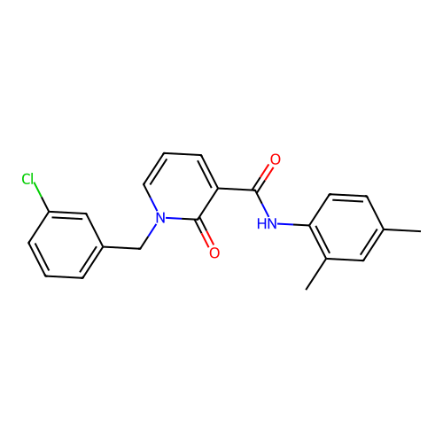 1-[(3-chlorophenyl)methyl]-N-(2,4-dimethylphenyl)-2-oxo-1,2-dihydropyridine-3-carboxamide structure