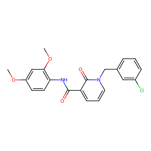 1-[(3-chlorophenyl)methyl]-N-(2,4-dimethoxyphenyl)-2-oxo-1,2-dihydropyridine-3-carboxamide structure
