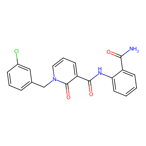 N-(2-carbamoylphenyl)-1-(3-chlorobenzyl)-2-oxo-1,2-dihydropyridine-3-carboxamide structure