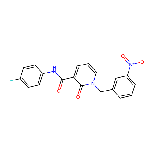 N-(4-fluorophenyl)-1-(3-nitrobenzyl)-2-oxo-1,2-dihydropyridine-3-carboxamide structure