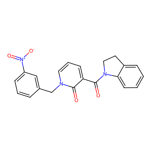 3-(indoline-1-carbonyl)-1-(3-nitrobenzyl)pyridin-2(1H)-one structure