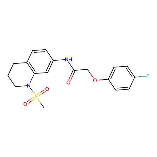 2-(4-fluorophenoxy)-N-(1-methanesulfonyl-1,2,3,4-tetrahydroquinolin-7-yl)acetamide structure