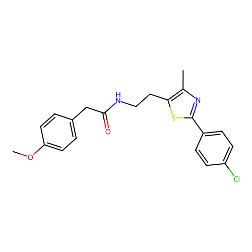 N-{2-[2-(4-chlorophenyl)-4-methyl-1,3-thiazol-5-yl]ethyl}-2-(4-methoxyphenyl)acetamide structure