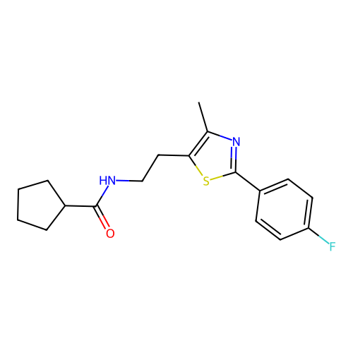 N-{2-[2-(4-fluorophenyl)-4-methyl-1,3-thiazol-5-yl]ethyl}cyclopentanecarboxamide structure