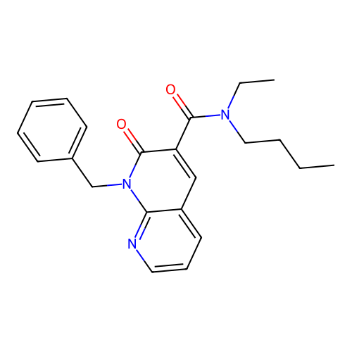 1-benzyl-N-butyl-N-ethyl-2-oxo-1,2-dihydro-1,8-naphthyridine-3-carboxamide structure