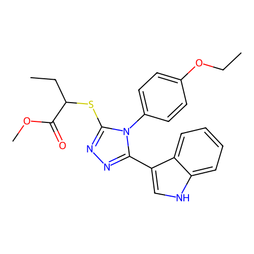 methyl 2-{[4-(4-ethoxyphenyl)-5-(1H-indol-3-yl)-4H-1,2,4-triazol-3-yl]sulfanyl}butanoate structure