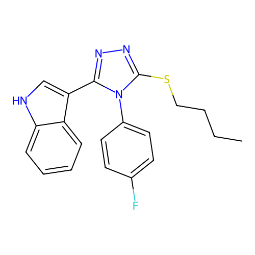 3-[5-(butylsulfanyl)-4-(4-fluorophenyl)-4H-1,2,4-triazol-3-yl]-1H-indole structure