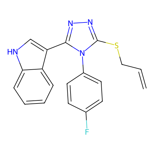 3-(5-(allylthio)-4-(4-fluorophenyl)-4H-1,2,4-triazol-3-yl)-1H-indole structure