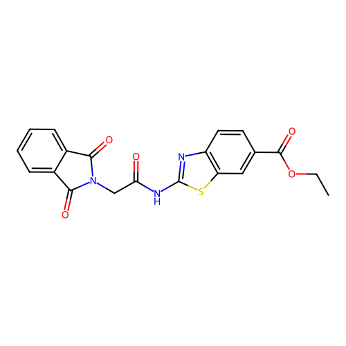 Ethyl 2-(2-(1,3-dioxoisoindolin-2-yl)acetamido)benzo[d]thiazole-6-carboxylate structure