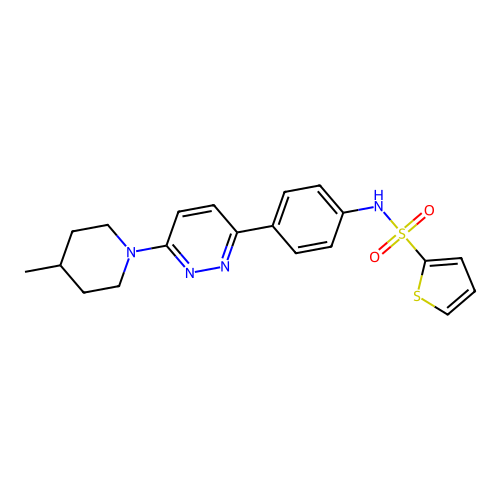 N-{4-[6-(4-methylpiperidin-1-yl)pyridazin-3-yl]phenyl}thiophene-2-sulfonamide structure