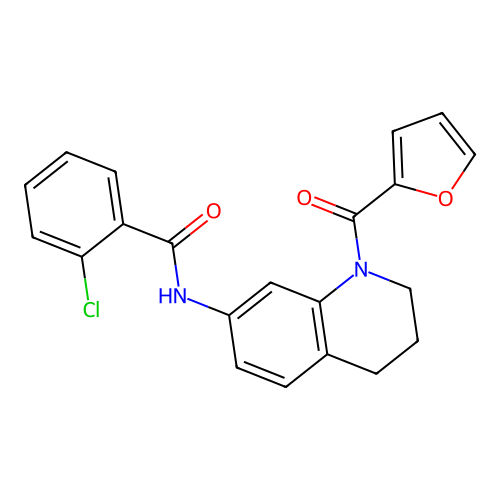 2-chloro-N-[1-(furan-2-carbonyl)-1,2,3,4-tetrahydroquinolin-7-yl]benzamide structure
