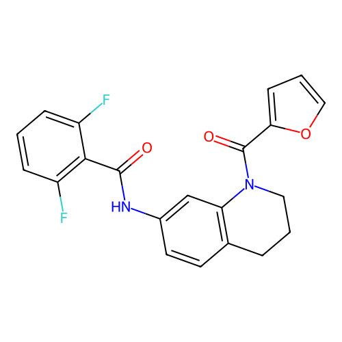 2,6-difluoro-N-[1-(furan-2-carbonyl)-1,2,3,4-tetrahydroquinolin-7-yl]benzamide structure