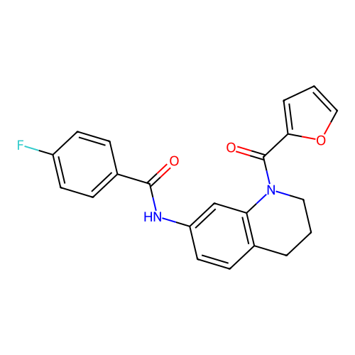 4-fluoro-N-[1-(furan-2-carbonyl)-1,2,3,4-tetrahydroquinolin-7-yl]benzamide structure
