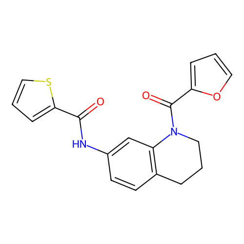 N-[1-(furan-2-carbonyl)-1,2,3,4-tetrahydroquinolin-7-yl]thiophene-2-carboxamide structure