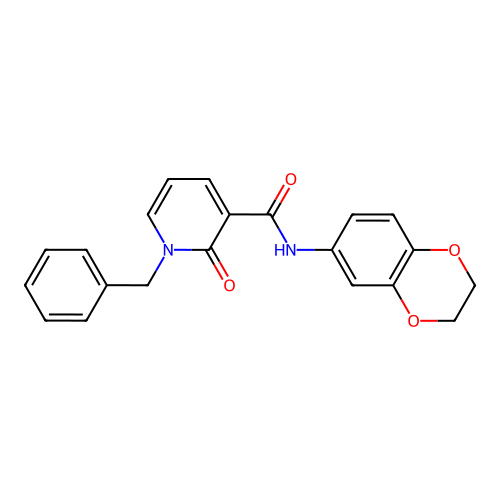 1-benzyl-N-(2,3-dihydro-1,4-benzodioxin-6-yl)-2-oxo-1,2-dihydropyridine-3-carboxamide structure