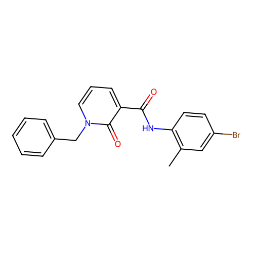 1-benzyl-N-(4-bromo-2-methylphenyl)-2-oxo-1,2-dihydropyridine-3-carboxamide structure