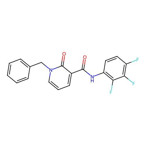 1-benzyl-2-oxo-N-(2,3,4-trifluorophenyl)-1,2-dihydropyridine-3-carboxamide structure