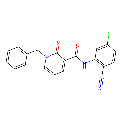 1-benzyl-N-(5-chloro-2-cyanophenyl)-2-oxo-1,2-dihydropyridine-3-carboxamide structure