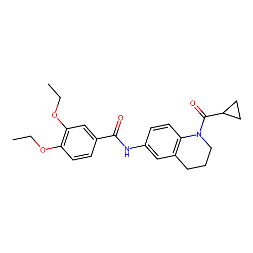 N-[1-(cyclopropanecarbonyl)-3,4-dihydro-2H-quinolin-6-yl]-3,4-diethoxybenzamide structure