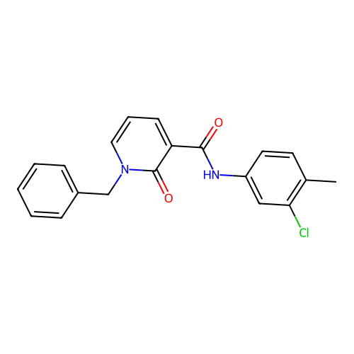 1-benzyl-N-(3-chloro-4-methylphenyl)-2-oxo-1,2-dihydropyridine-3-carboxamide structure