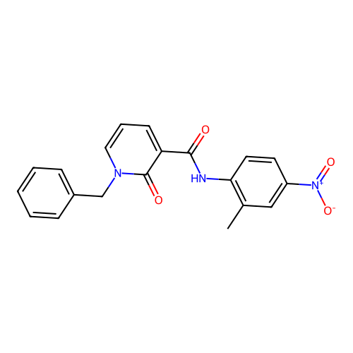 1-benzyl-N-(2-methyl-4-nitrophenyl)-2-oxo-1,2-dihydropyridine-3-carboxamide structure