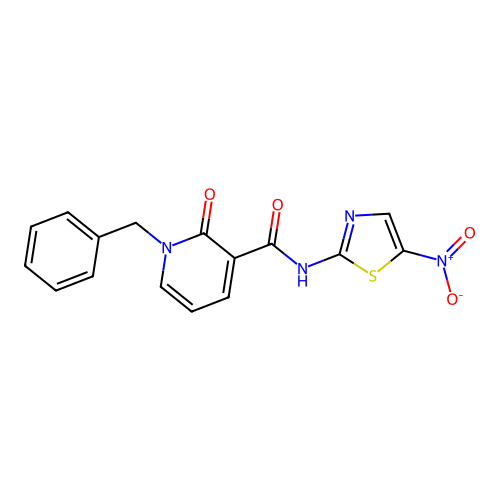 1-benzyl-N-(5-nitro-1,3-thiazol-2-yl)-2-oxopyridine-3-carboxamide structure