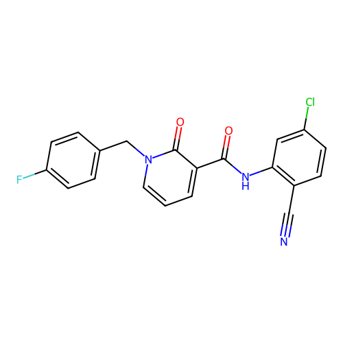 N-(5-chloro-2-cyanophenyl)-1-[(4-fluorophenyl)methyl]-2-oxo-1,2-dihydropyridine-3-carboxamide structure