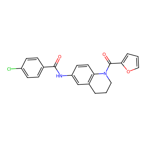 4-chloro-N-[1-(furan-2-carbonyl)-1,2,3,4-tetrahydroquinolin-6-yl]benzamide structure