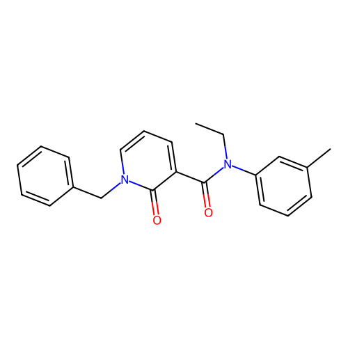 1-benzyl-N-ethyl-N-(3-methylphenyl)-2-oxopyridine-3-carboxamide structure