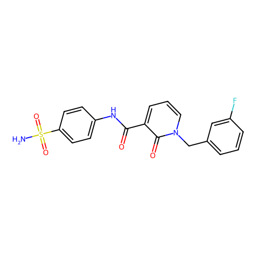 1-(3-fluorobenzyl)-2-oxo-N-(4-sulfamoylphenyl)-1,2-dihydropyridine-3-carboxamide structure