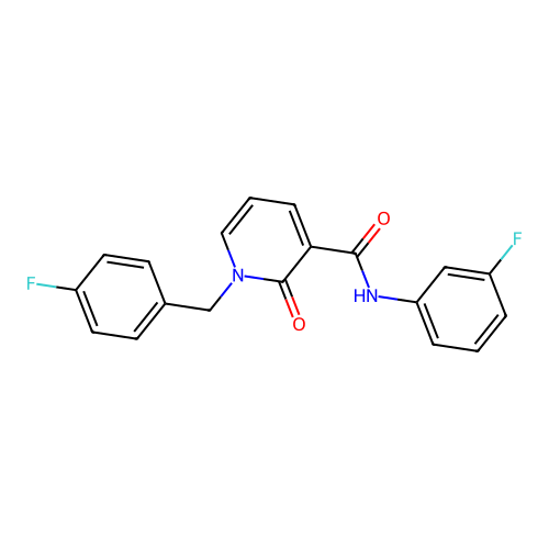 1-(4-fluorobenzyl)-N-(3-fluorophenyl)-2-oxo-1,2-dihydropyridine-3-carboxamide structure