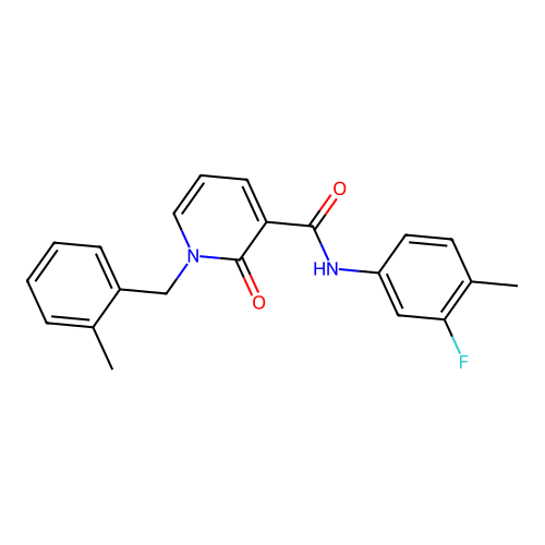N-(3-fluoro-4-methylphenyl)-1-[(2-methylphenyl)methyl]-2-oxo-1,2-dihydropyridine-3-carboxamide structure