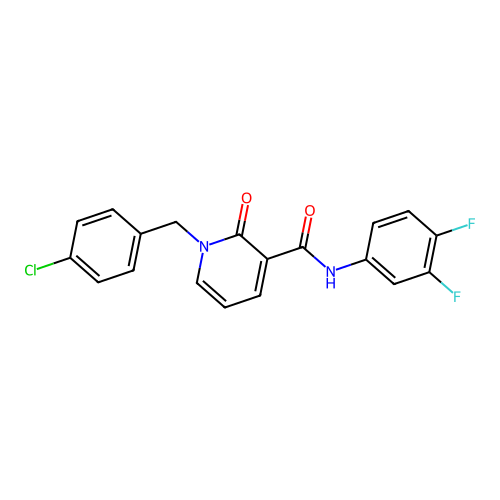 1-[(4-chlorophenyl)methyl]-N-(3,4-difluorophenyl)-2-oxo-1,2-dihydropyridine-3-carboxamide structure