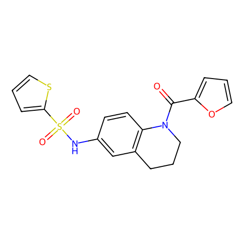 N-[1-(furan-2-carbonyl)-1,2,3,4-tetrahydroquinolin-6-yl]thiophene-2-sulfonamide structure