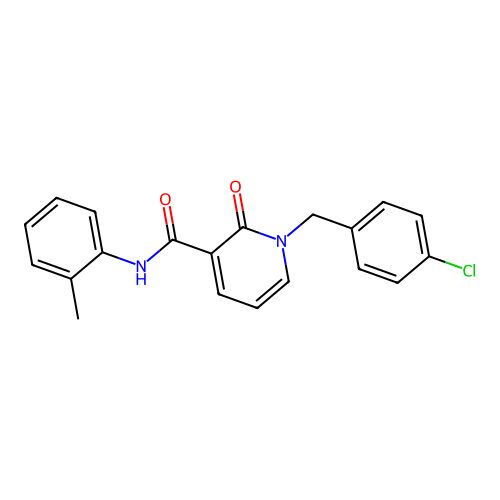 1-(4-chlorobenzyl)-2-oxo-N-(o-tolyl)-1,2-dihydropyridine-3-carboxamide structure