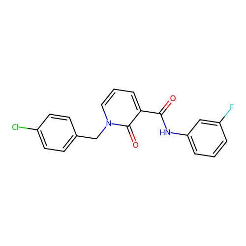 1-(4-chlorobenzyl)-N-(3-fluorophenyl)-2-oxo-1,2-dihydropyridine-3-carboxamide structure