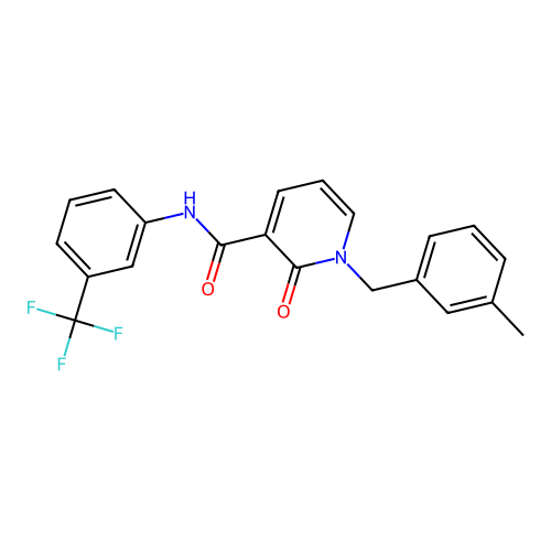 1-[(3-methylphenyl)methyl]-2-oxo-N-[3-(trifluoromethyl)phenyl]-1,2-dihydropyridine-3-carboxamide structure