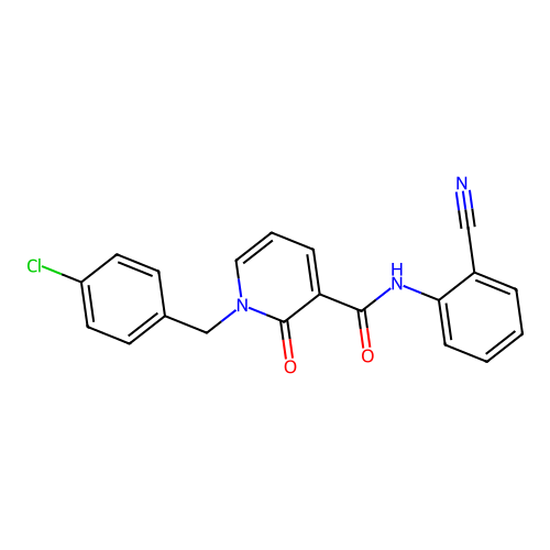1-(4-chlorobenzyl)-N-(2-cyanophenyl)-2-oxo-1,2-dihydropyridine-3-carboxamide structure