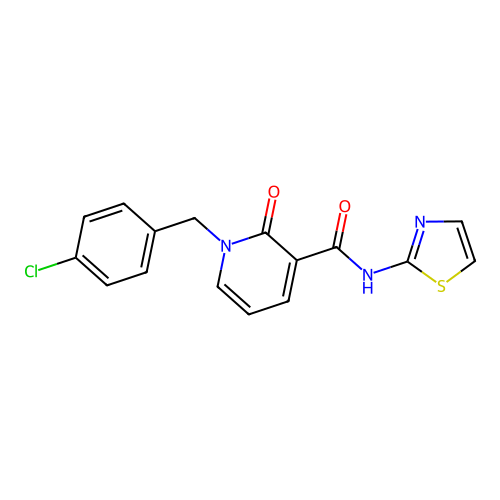 1-(4-chlorobenzyl)-2-oxo-N-(thiazol-2-yl)-1,2-dihydropyridine-3-carboxamide structure