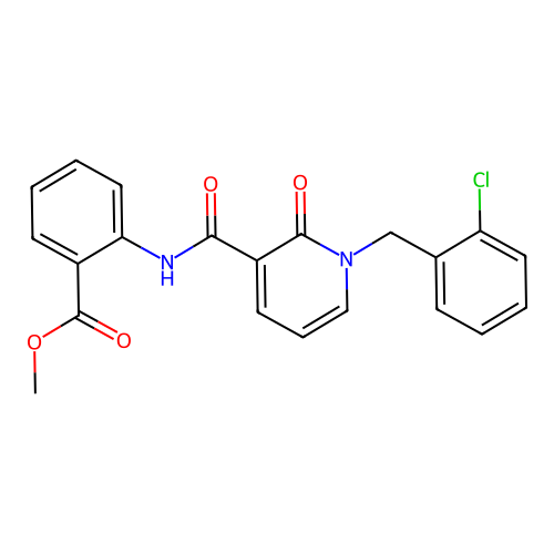 Methyl 2-(1-(2-chlorobenzyl)-2-oxo-1,2-dihydropyridine-3-carboxamido)benzoate structure