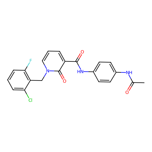 1-[(2-chloro-6-fluorophenyl)methyl]-N-(4-acetamidophenyl)-2-oxo-1,2-dihydropyridine-3-carboxamide structure