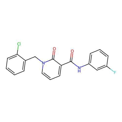 1-(2-chlorobenzyl)-N-(3-fluorophenyl)-2-oxo-1,2-dihydropyridine-3-carboxamide structure