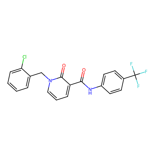 1-[(2-chlorophenyl)methyl]-2-oxo-N-[4-(trifluoromethyl)phenyl]-1,2-dihydropyridine-3-carboxamide structure