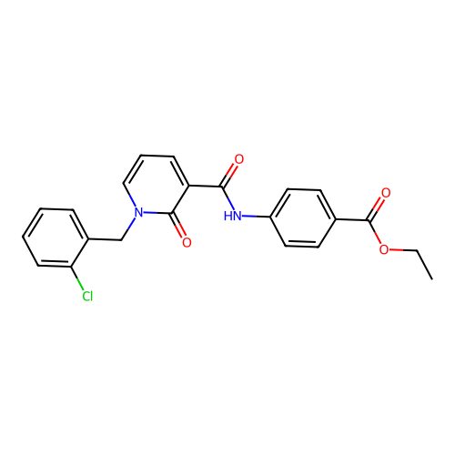 Ethyl 4-(1-(2-chlorobenzyl)-2-oxo-1,2-dihydropyridine-3-carboxamido)benzoate structure