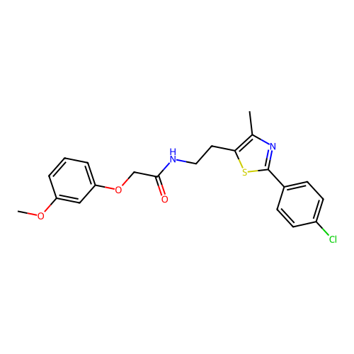N-{2-[2-(4-chlorophenyl)-4-methyl-1,3-thiazol-5-yl]ethyl}-2-(3-methoxyphenoxy)acetamide structure
