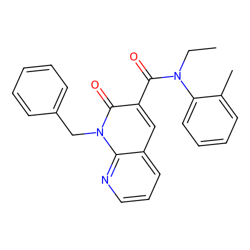 1-benzyl-N-ethyl-N-(2-methylphenyl)-2-oxo-1,2-dihydro-1,8-naphthyridine-3-carboxamide structure